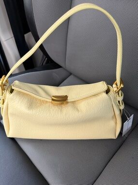 Anthropologie Slouchy Faux Leather Shoulder Bag with Gold Hardware